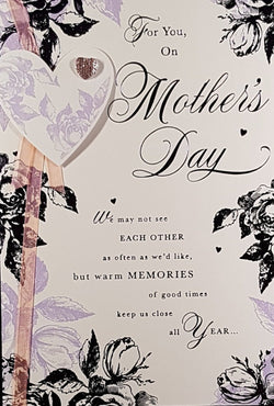 For You Mothers Day Card - A Floral Heart & A Gold Ribbon