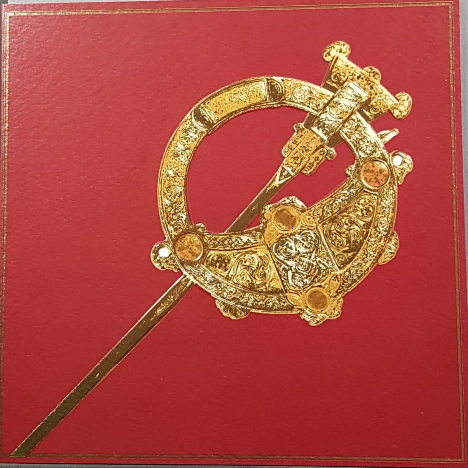 Blank Card - Celtic Brooch On The Red Front