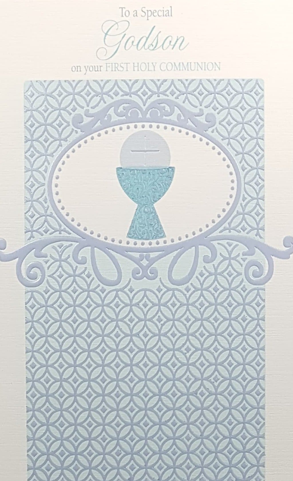 Communion Card - Godson / A Blue Patterned Front