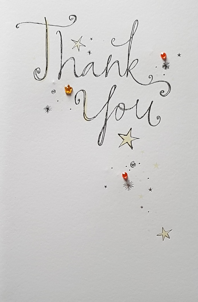 Thank You Card - Little Stars & Orange Jewels