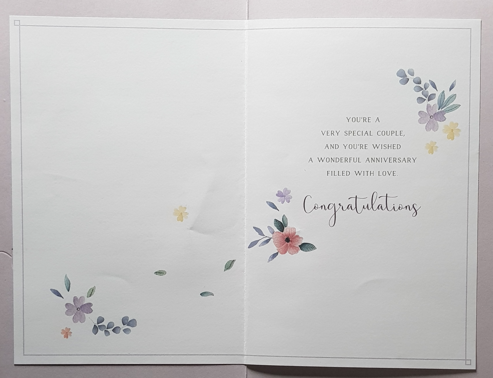 Anniversary Card - Brother & Sister-In-Law - A Pink & Purple Floral Heart & Love Birds