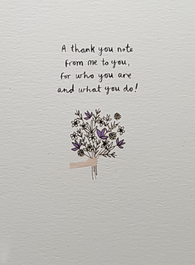 Thank You Card - Thank You Note & A Hand Holding Flowers