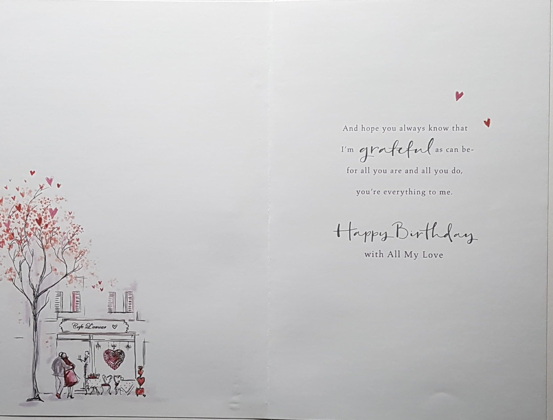 Birthday Card - Wife / A Nice Couple Walking & A Red Ribbon