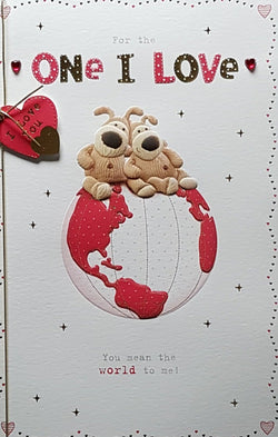 Birthday Card - One I Love / You Mean The World To Me...& A White Globe