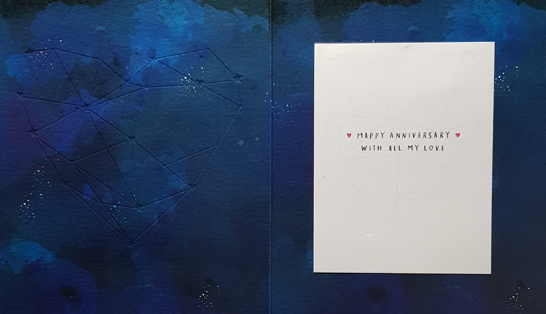 Anniversary Card - Wife / Heart-Shaped Star Constellation On Blue Background