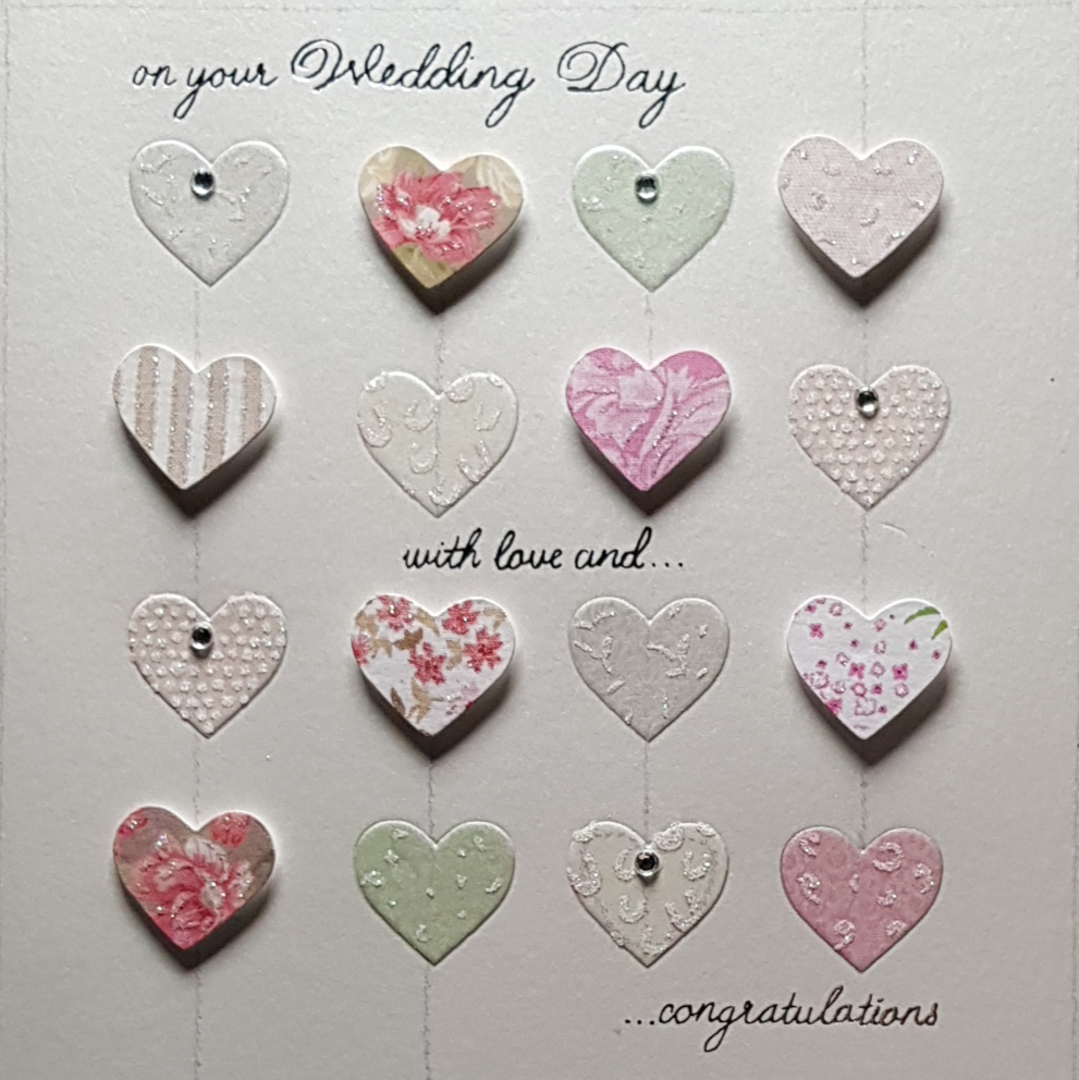 Wedding Card - Rows Of Hearts With Different Patterns