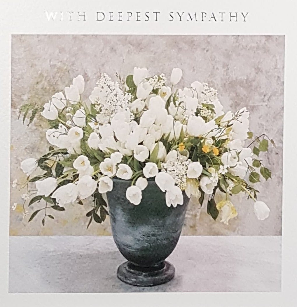 Sympathy Card - A Vase Of White Flowers On A Table