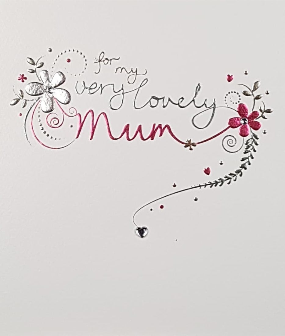 Birthday Card - Mum / An Elegant Floral Motive & A Silver Star