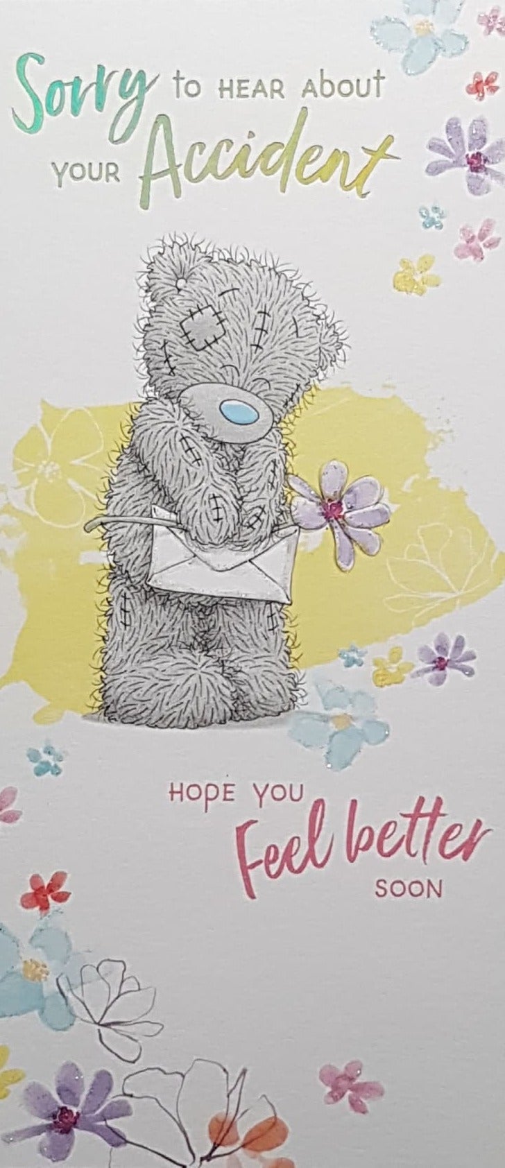 Get Well Card - Sorry To Hear About Your Accident...& Flowers