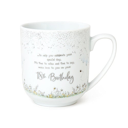 Birthday Gift - Mug / Age 18 - Teddy Holding Dandelion