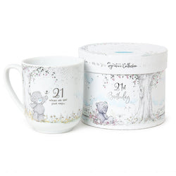 Birthday Gift - Mug / Age 21 - Teddy Holding Dandelion Up To The Sky