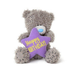 Birthday Gift - Soft Toy / Curly Teddy Holding A Purple Star