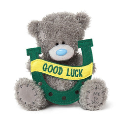 Good Luck Gift - Soft Toy / Cute Teddy Holding A Green Horseshoe