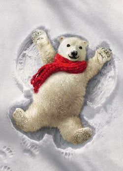 Humour Christmas Card - Polar Beer Playing With Snow