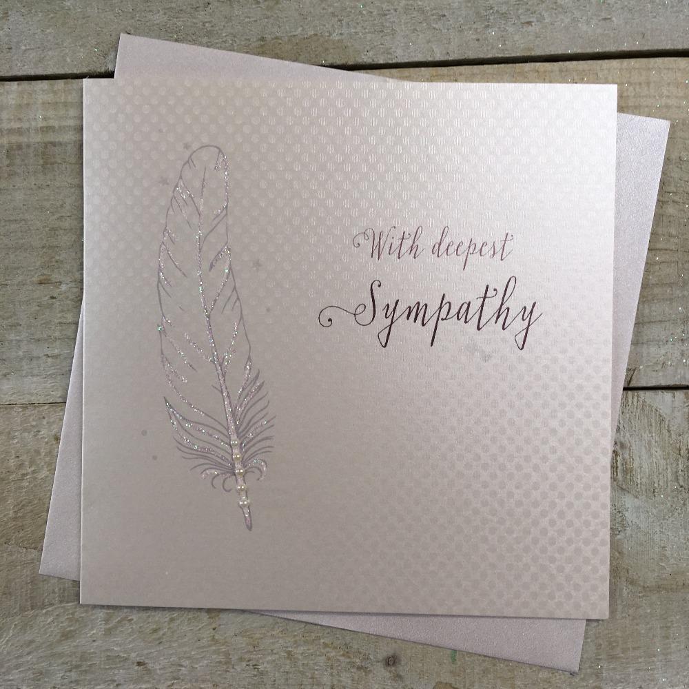 Sympathy Card - Silver Feather