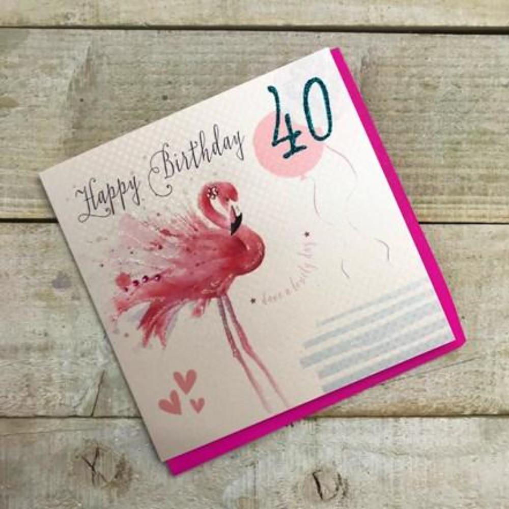 Age 40 Birthday Card - Have A Lovely Day & Pink Stars  (Large Card)