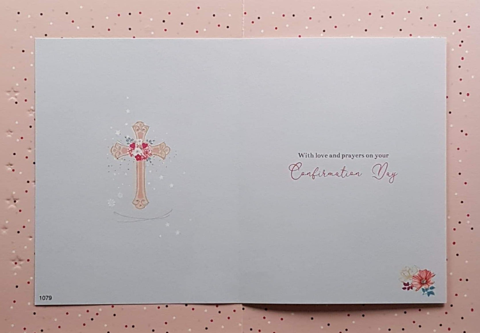 Confirmation Card - Gender Neutral - On Your Confirmation & Pink & Gold Cross with Stars