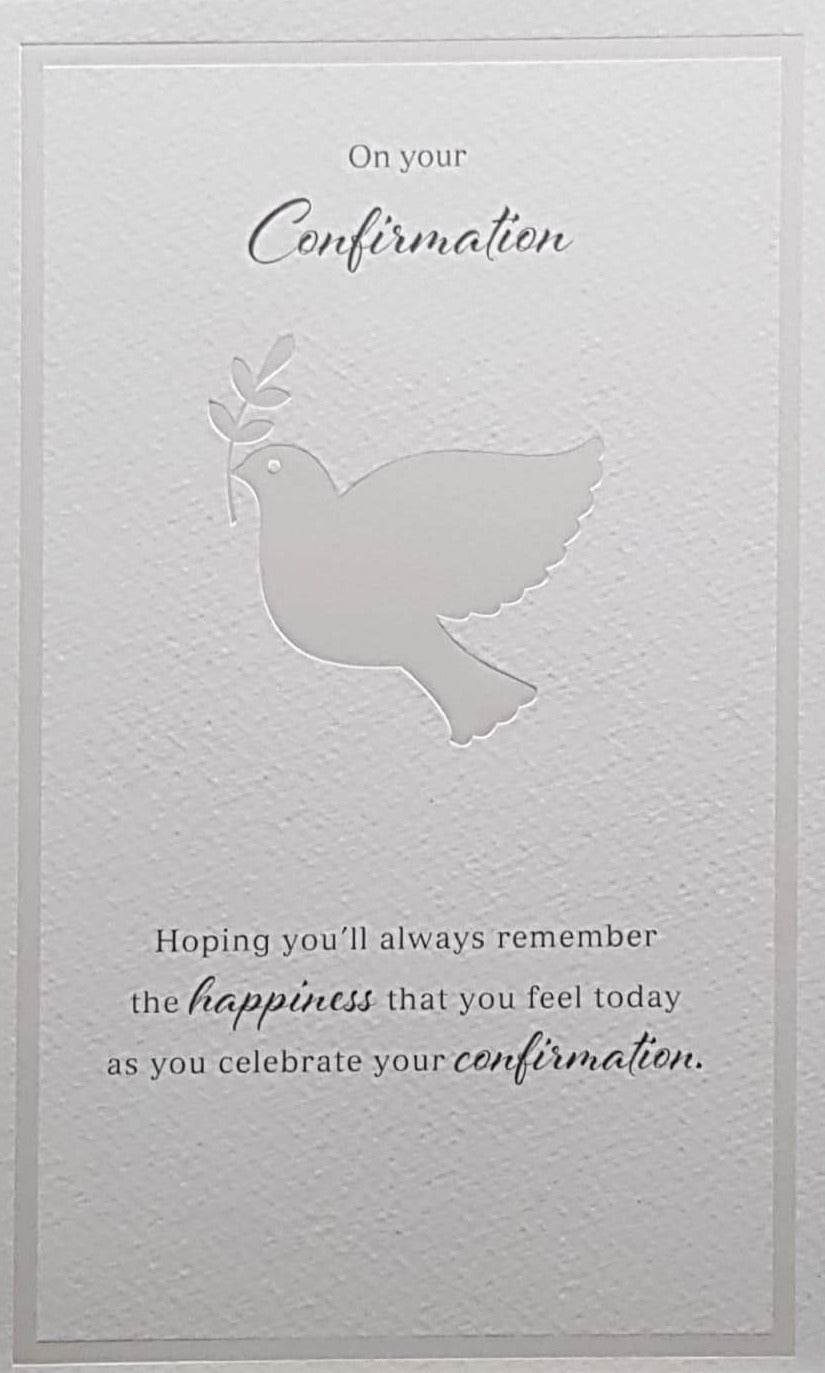 Confirmation Card - Gender Neutral - Hoping You'll Always Remember Happiness & Dove Holding Wheat