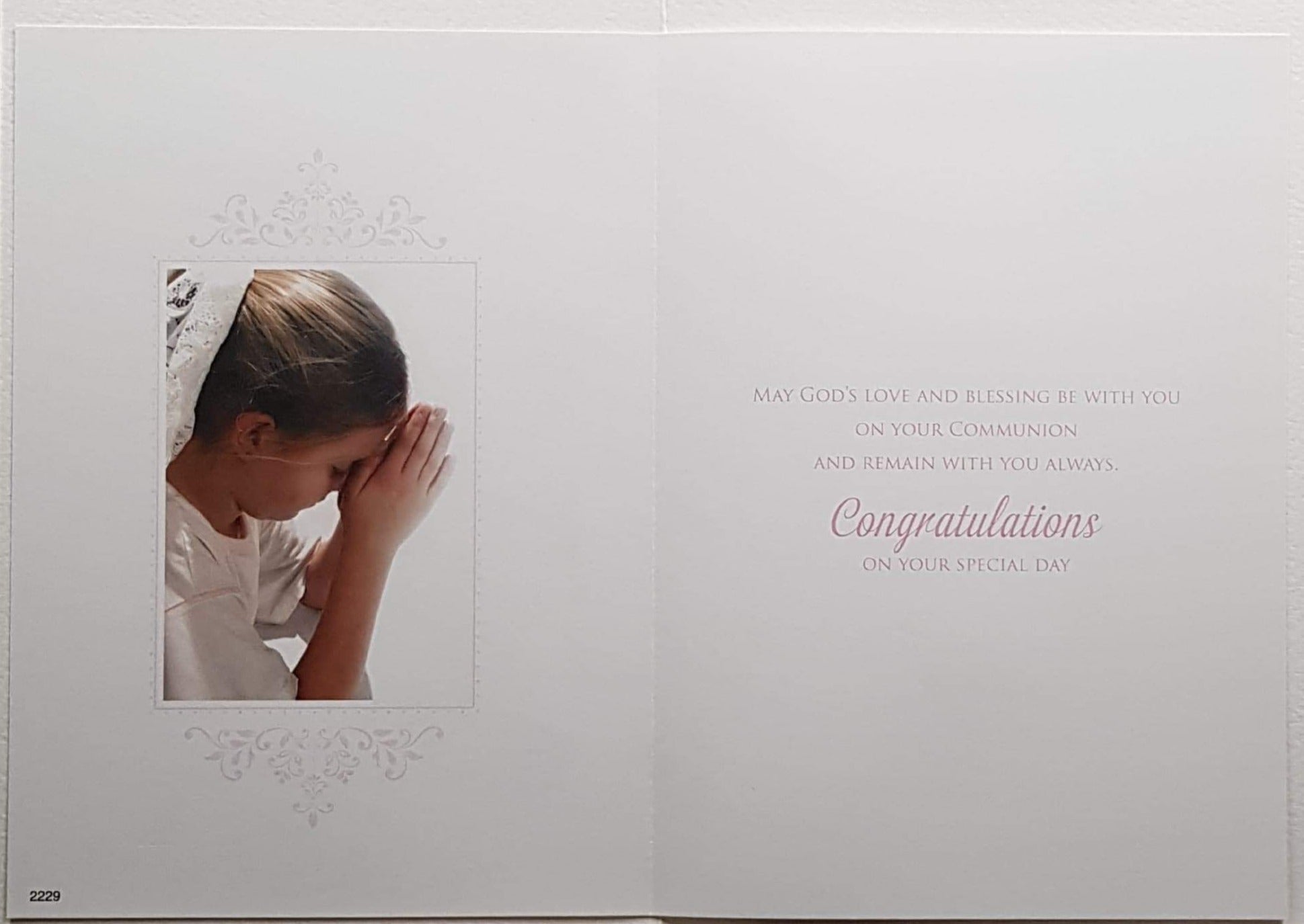 Communion Card - Girl - On Your First Communion & Girl Praying in Communion Dress