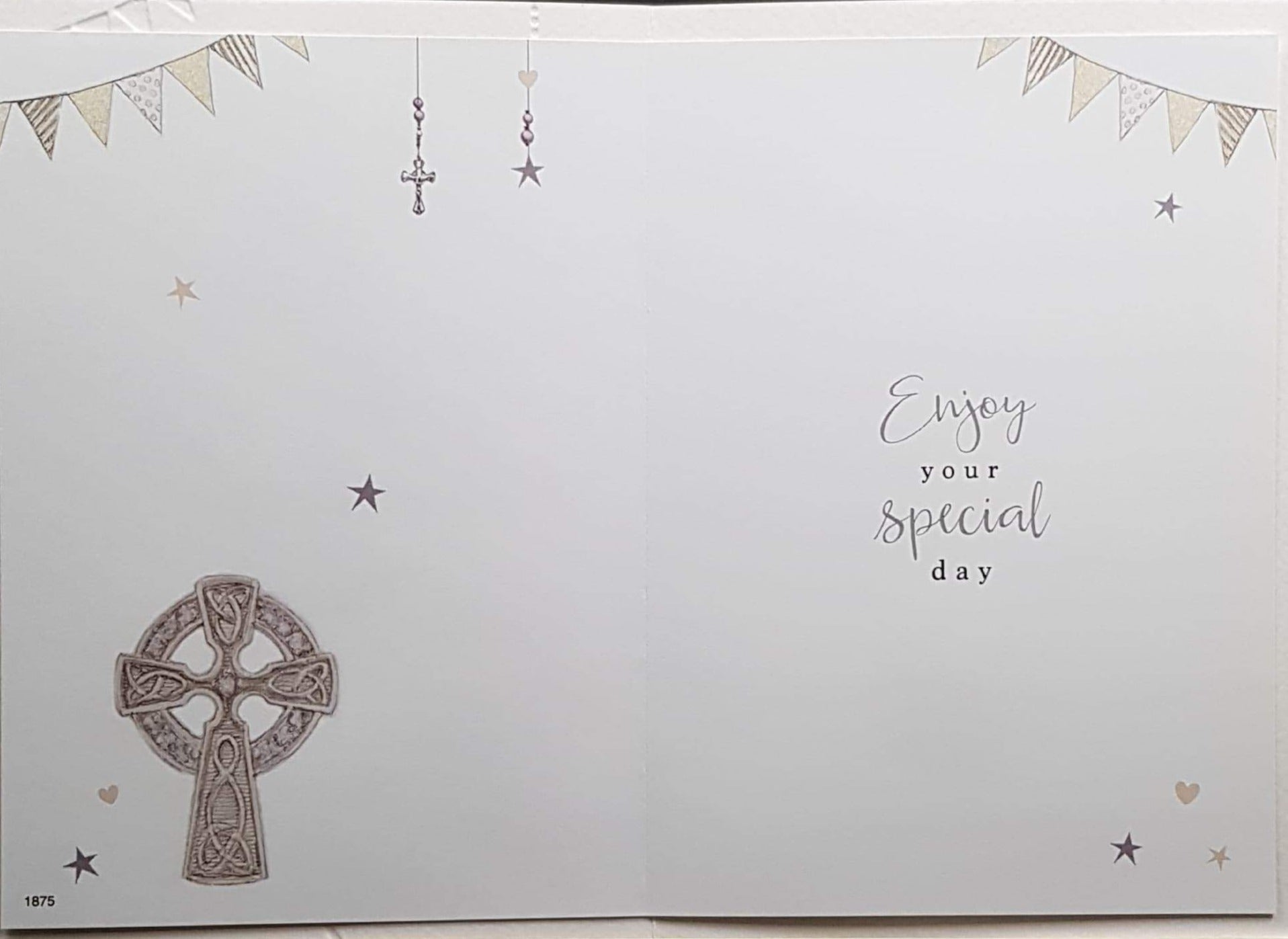 Communion Card - Gender Neutral - Congratulations On Your First Communion & Bible & Gold Cross