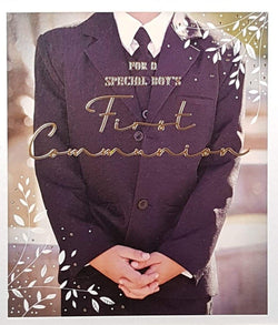 Communion Card - Boy / White Branches & The Boy Wearing Suit