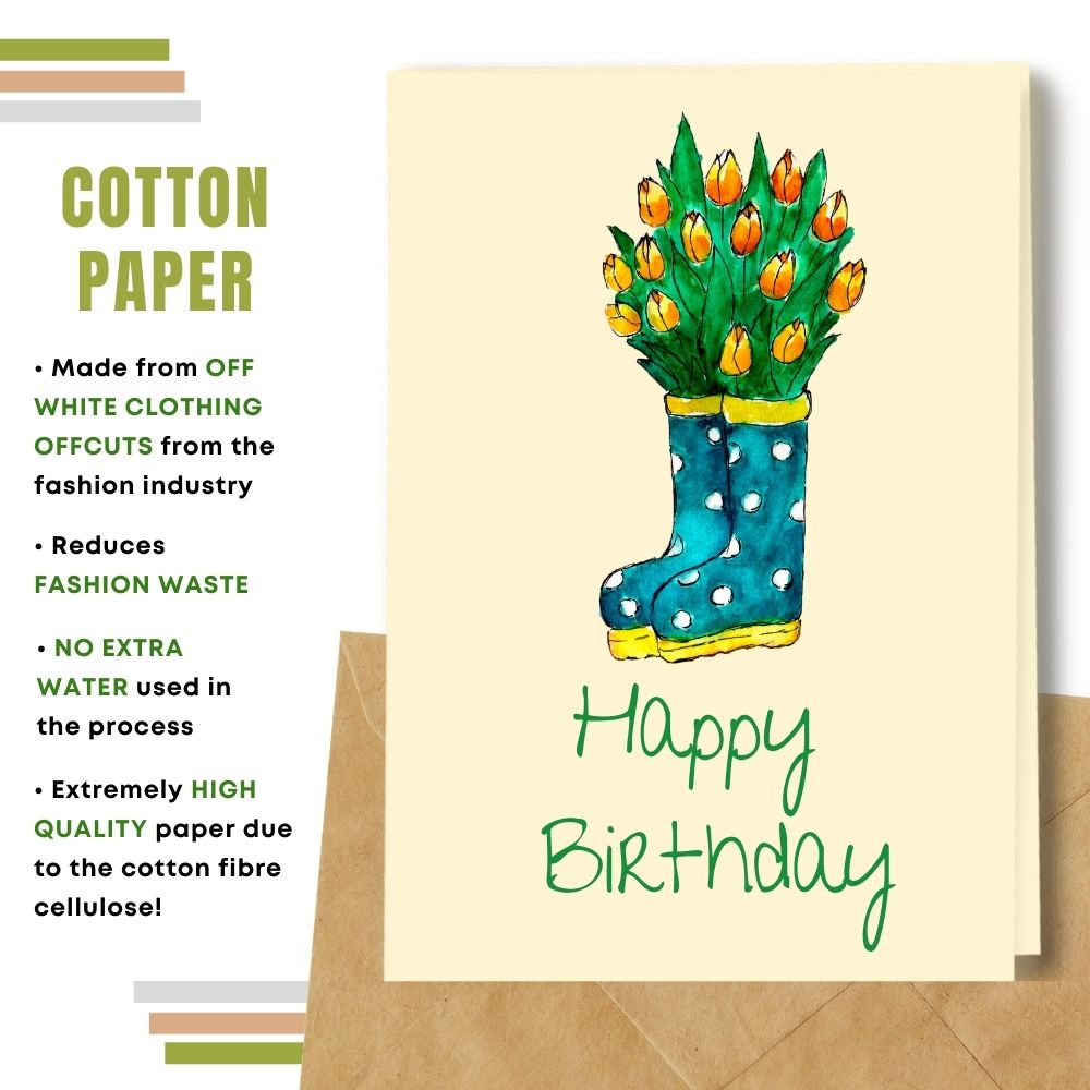 General Birthday Card - Boots & Flowers