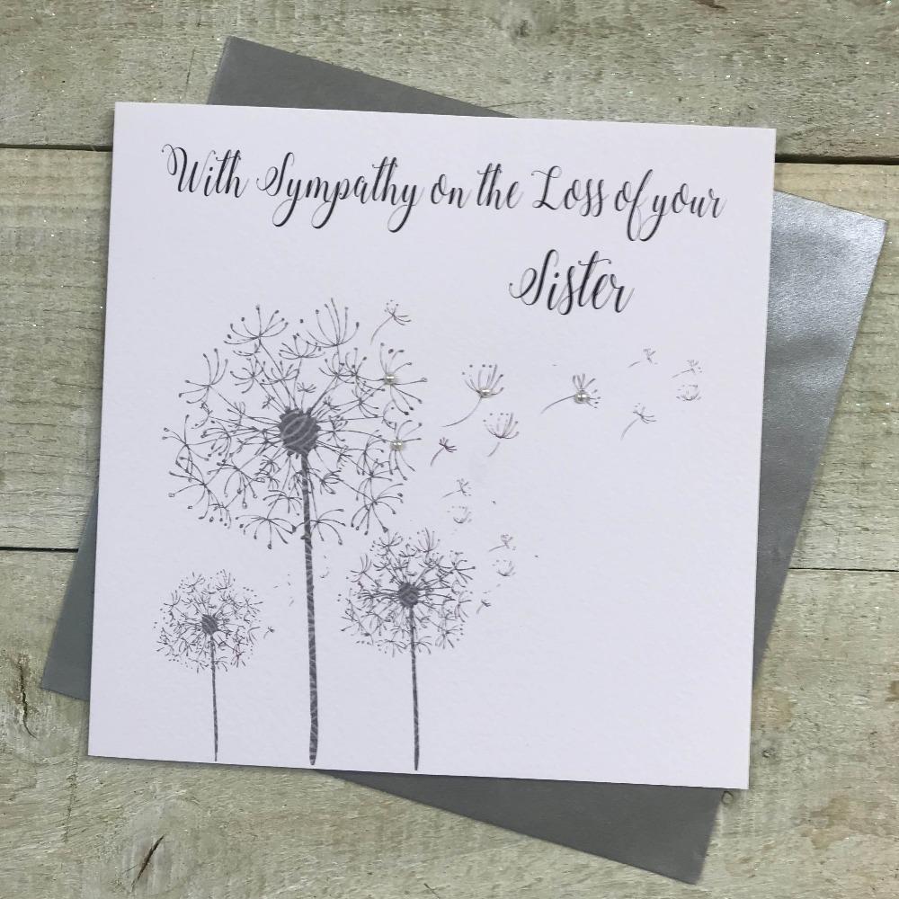 Sympathy Card - Loss of Sister / Three Silver Dandelions