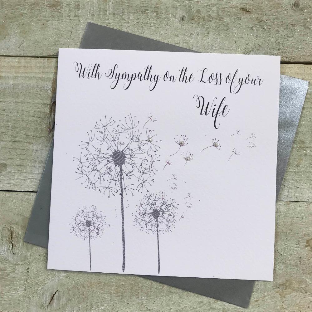 Sympathy Card - Loss of Wife / Three Silver Dandelions