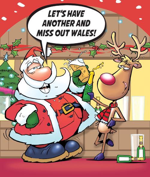 Humour Christmas Card - Miss Out Wales & Santa And Deer - Card Gallery ...