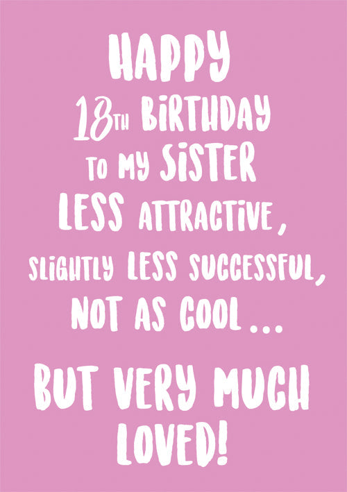 18th Humour Sister Birthday Card Personalisation