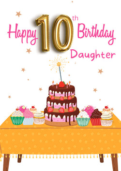 10th Daughter Birthday Card Personalisation - Cake & Muffins On The Table