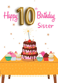 10th Sister Birthday Card Personalisation