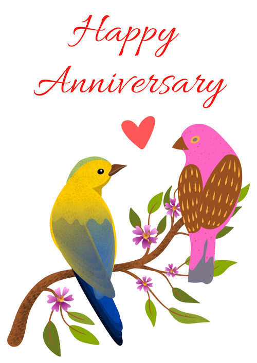 Anniversary Card Personalisation - Two Birds & Heart