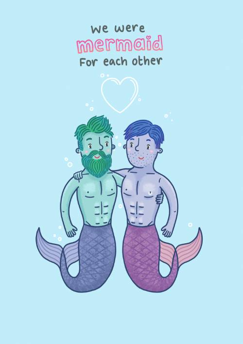 One I Love LGBTQ+ Card Personalisation - (Male) We Were Mermaid For Each Other