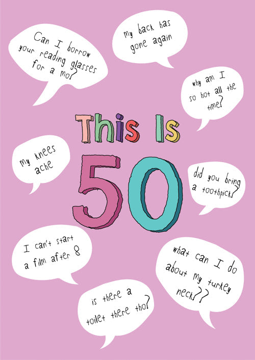 Humour 50th Female Birthday Card Personalisation