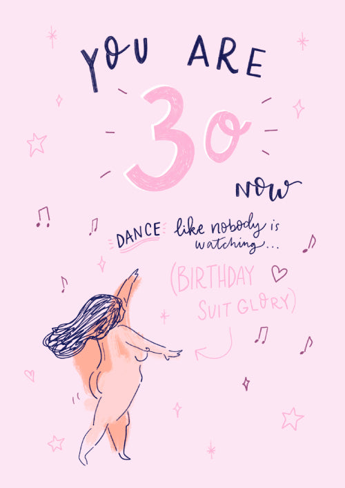30th Birthday Card Personalisation Dance Like Nobody Watching