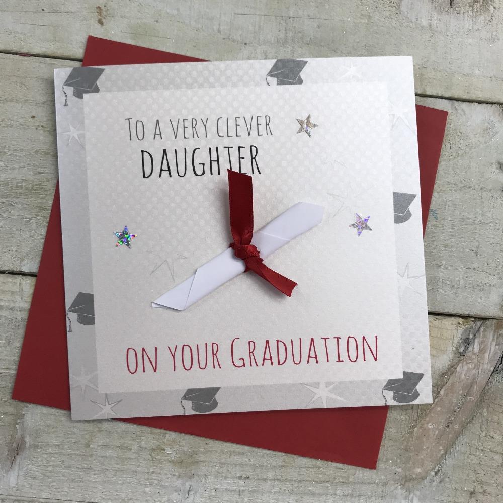 Graduation Card - Daughter / Certificate With The Red Bow