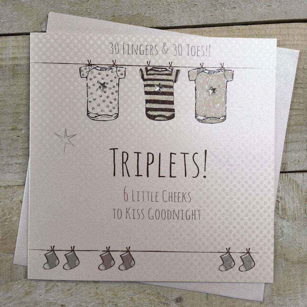 New Baby Card - Triplets! & Three T-Shirts Hanging