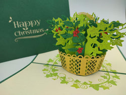 Christmas Pop Up Card -  Holly & Ivy Shrub