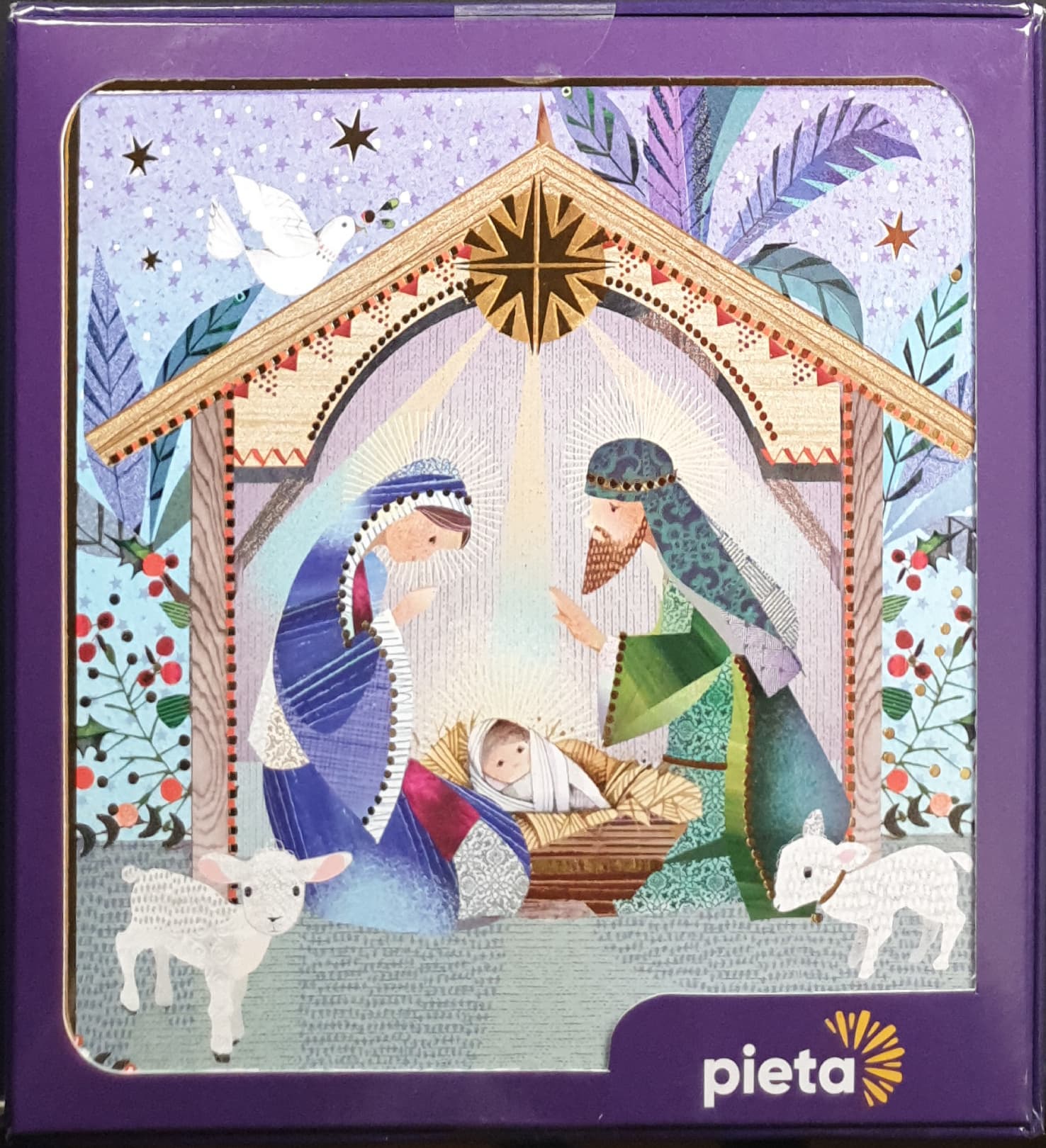 Charity Christmas Card (In Irish & English) - Box of 16 / Pieta - Joseph & Mary & Baby Jesus