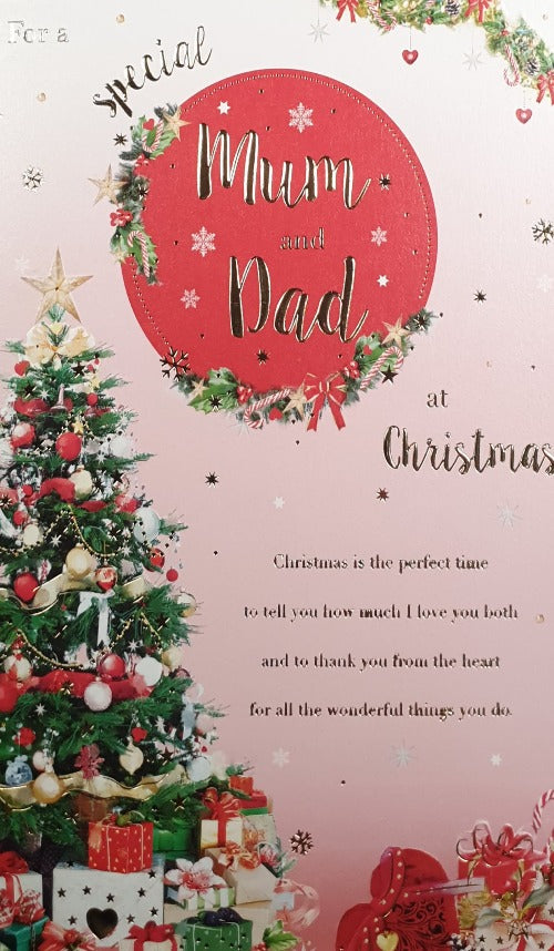 Large Special Mum And Dad Christmas Card