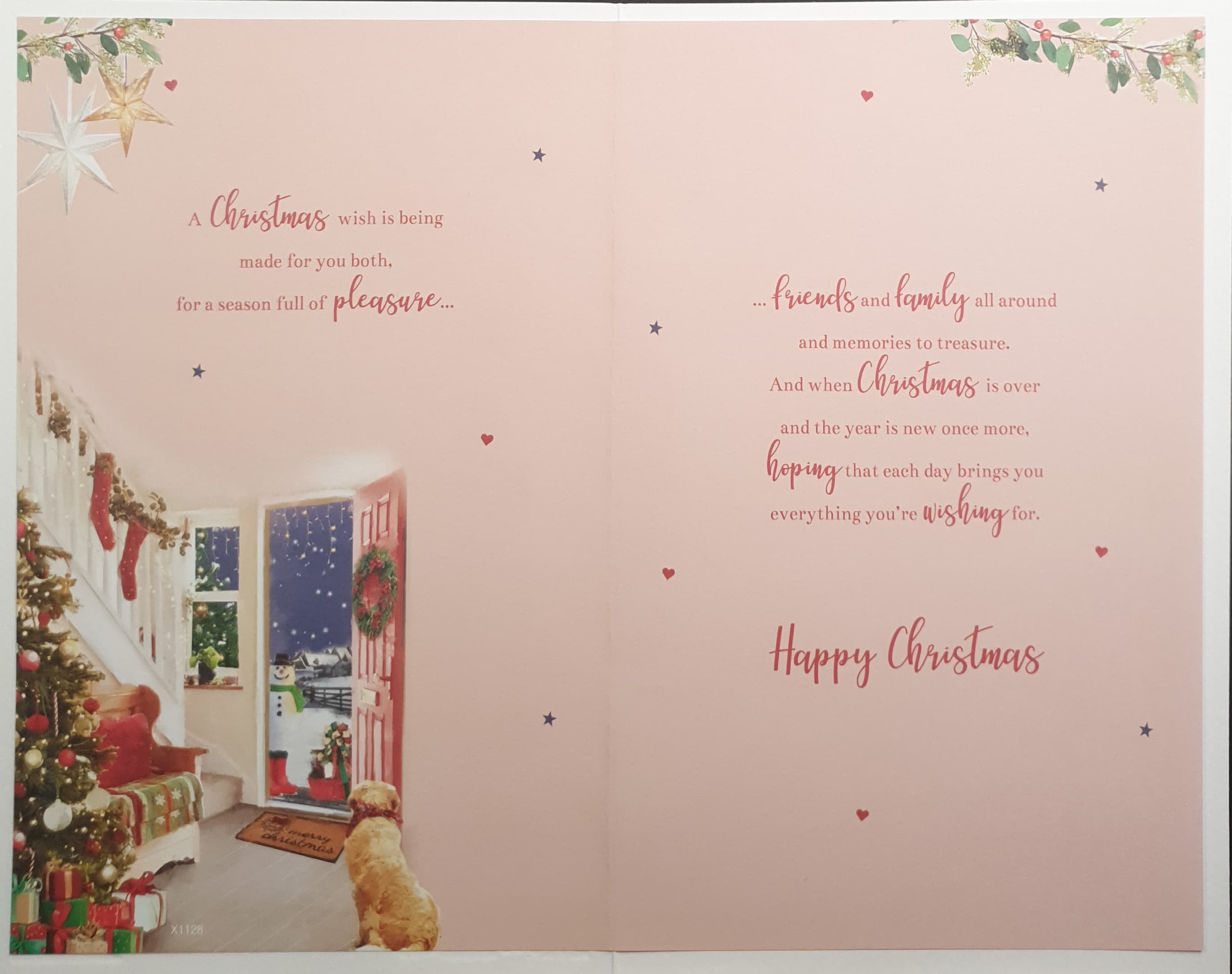 Brother And Sister In Law Christmas Card - Red Stockings & Dog