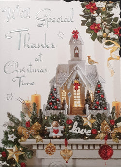 Thank You Christmas Card - With Special Thanks / Christmas Chapel Decorations