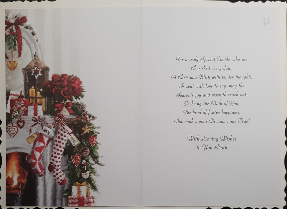 Son & Daughter in Law Christmas Card - Christmas Stockings By Fireplace