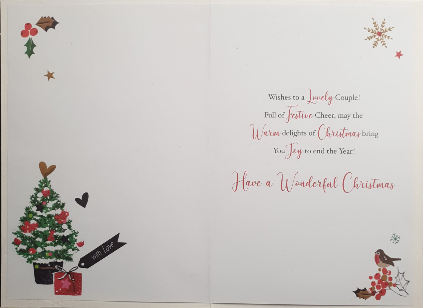 Special Son And Daughter In Law Christmas Card - Red Door & Tree With Birds
