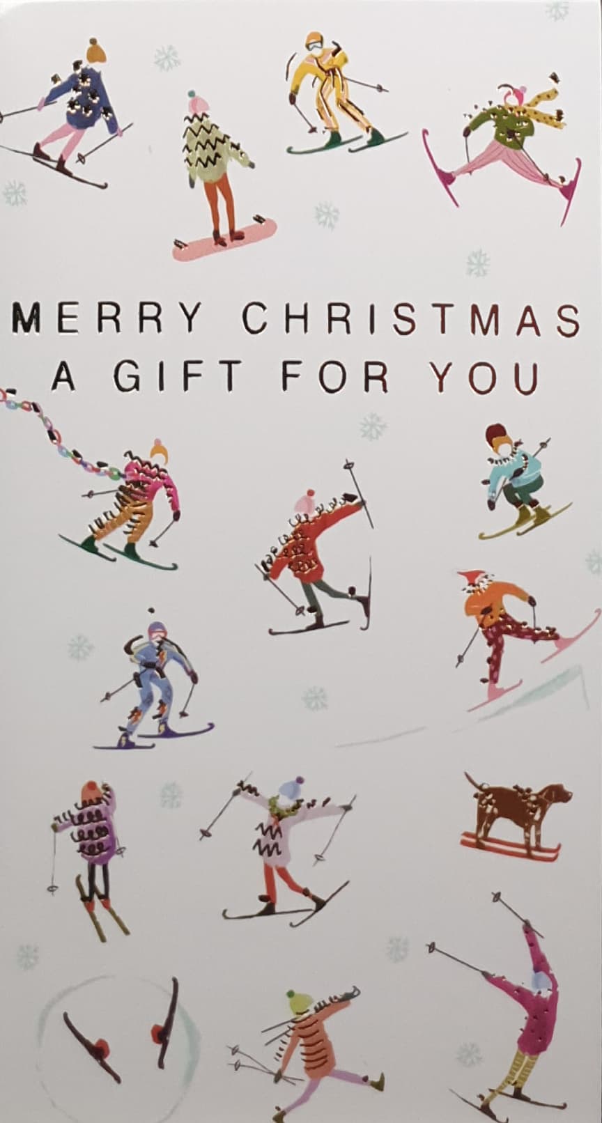 Money Wallet Christmas Card - A Gift For You / People Skiing Having Fun