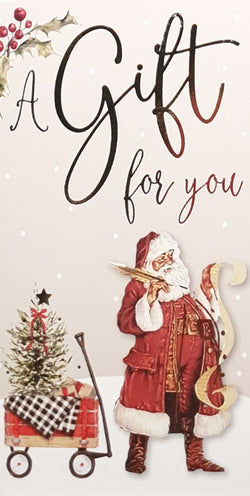 Money Wallet Christmas Card - A Gift For You / Santa Writing on List