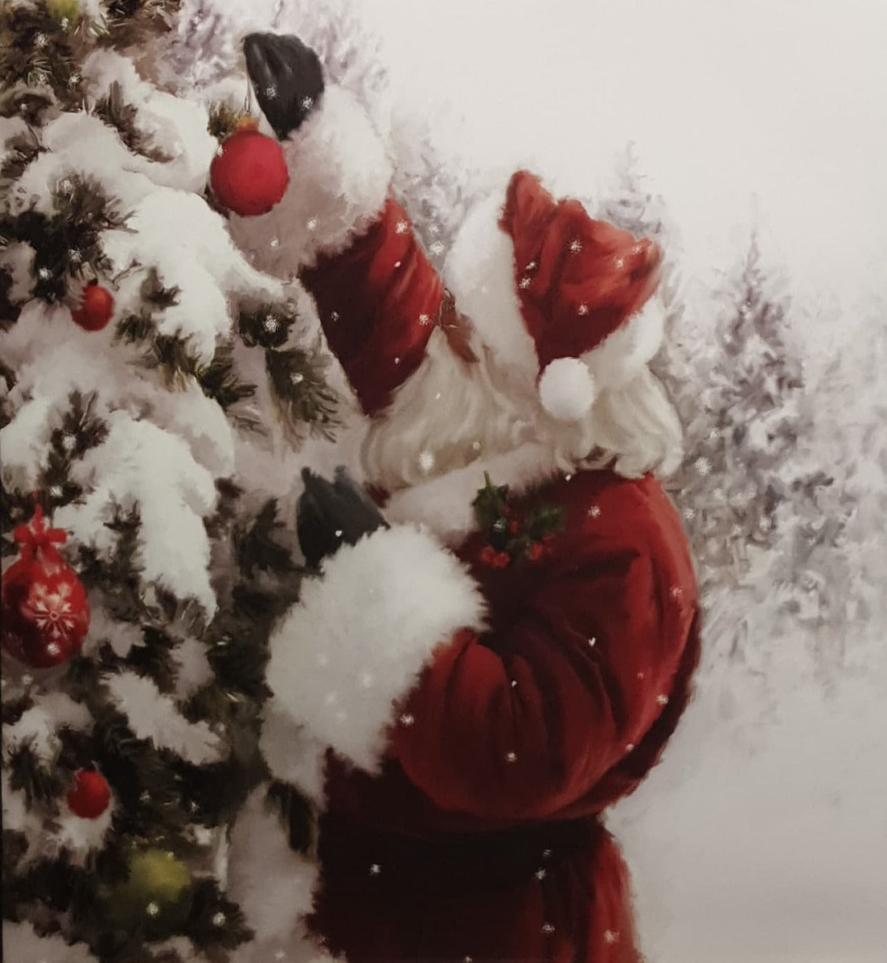 Christmas Card / With Sound - Santa Decorating Tree Outside