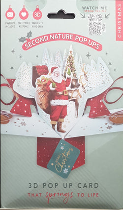Pop Up Christmas Card - Santa Waving with & Reindeer