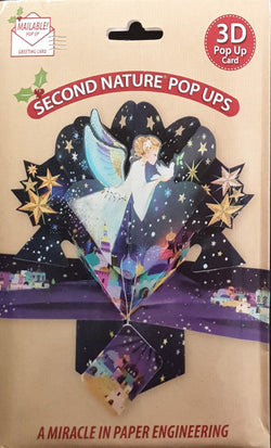 Pop Up Christmas Card - Angel Holding Dove Among Stars